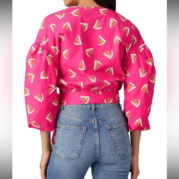 LAST CHANCE!  RTR Color Me Courtney Emily Wrap Top Pink Watermelon Size Small - Picture 4 of 10